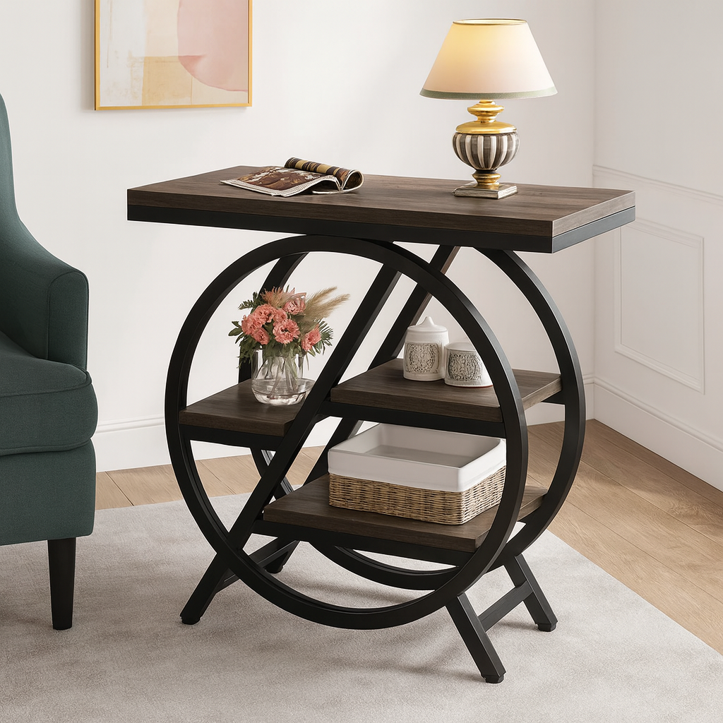 Compact Industrial 3-Tier Nightstand for Narrow Spaces